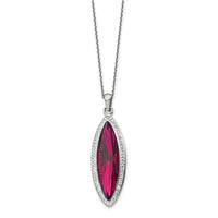 Stainless Steel Polished Red Crystal & Preciosa Crystal w/2in ext Necklace