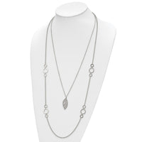 Stainless Steel Polished Leaf Double Strand 25.5in Necklace