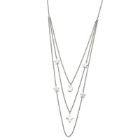 Stainless Steel Polished Stars & Moon Multi Strand w/1.75in ext Necklace