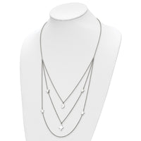 Stainless Steel Polished Stars & Moon Multi Strand w/1.75in ext Necklace
