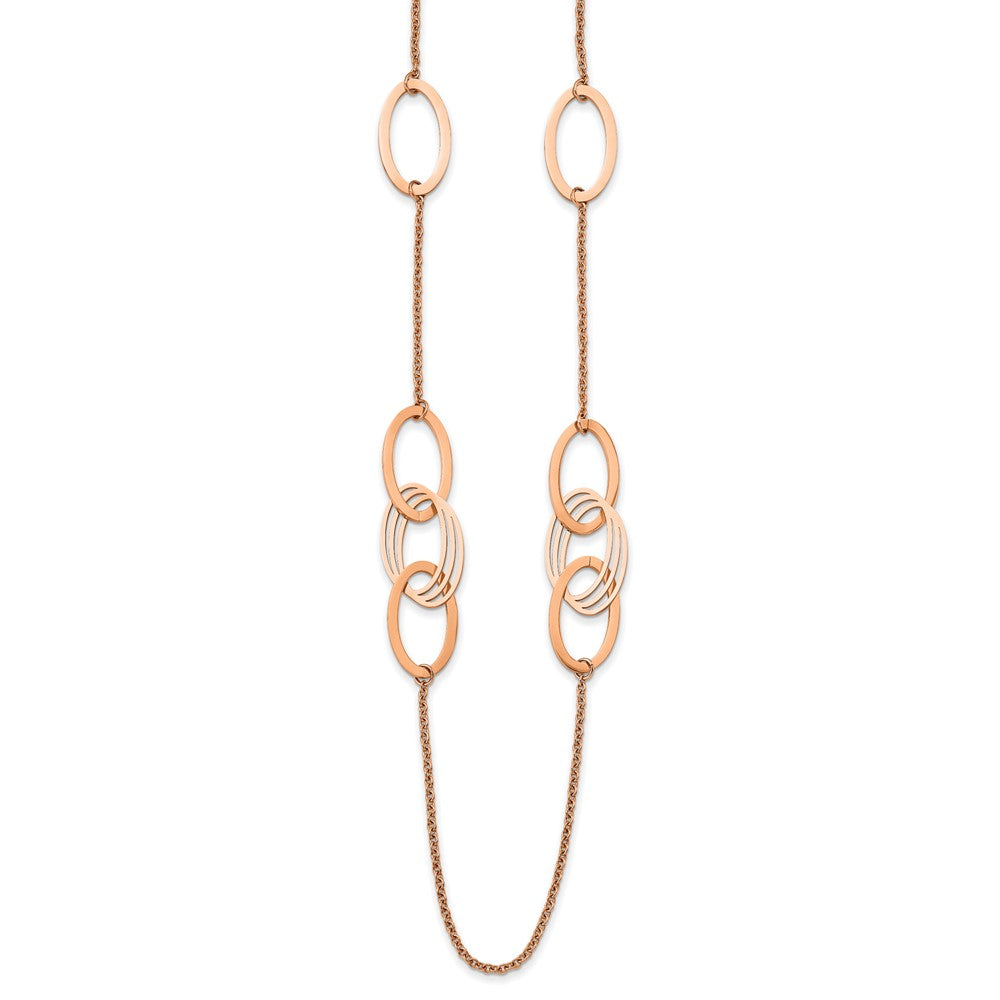 Stainless Steel Polished Rose IP-plated 32in Necklace