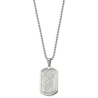 Stainelss Steel Polished Scratch Finish Center Dog Tag 24in Necklace