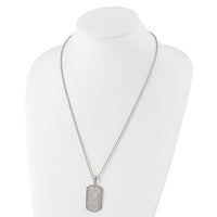 Stainelss Steel Polished Scratch Finish Center Dog Tag 24in Necklace
