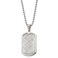 Stainelss Steel Polished Scratch Finish Center Dog Tag 24in Necklace