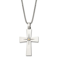 Stainless Steel Polished Yellow IP-plated 24in Cross Necklace