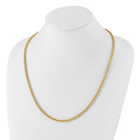 Stainless Steel Polished Yellow IP 24in Spiga 4mm Chain Necklace