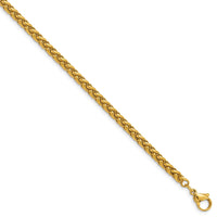 Stainless Steel Polished Yellow IP 24in Spiga 4mm Chain Necklace