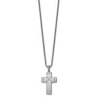Stainless Steel Brushed and Polished Cross Necklace 19.5