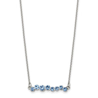 Stainless Steel Polished w/Blue Preciosa Crystal w/2in ext. 16in Necklace