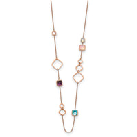 Stainless Steel Polished Rose IP Multicolor Crystal w/2.75in ext. Necklace