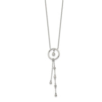 Stainless Steel Polished Preciosa Crystal w/1.5in ext. 16in Dangle Necklace