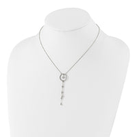 Stainless Steel Polished Preciosa Crystal w/1.5in ext. 16in Dangle Necklace