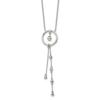 Stainless Steel Polished Preciosa Crystal w/1.5in ext. 16in Dangle Necklace