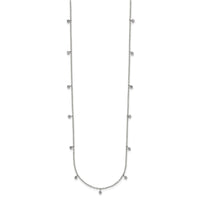Stainless Steel Polished Clear Crystal 17.5in w/2in ext Necklace
