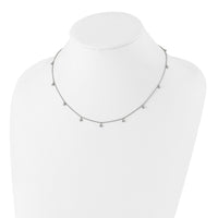 Stainless Steel Polished Clear Crystal 17.5in w/2in ext Necklace