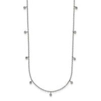 Stainless Steel Polished Clear Crystal 17.5in w/2in ext Necklace