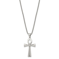 Stainless Steel Polished Ankh 25.5in Necklace