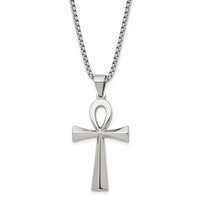 Stainless Steel Polished Ankh 25.5in Necklace