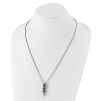 Stainless Steel Antiqued and Polished Bullet w/Skulls 25.5in Necklace