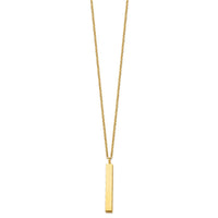 Stainless Steel Polished Yellow IP Vertical Bar 15in w/3in ext. Necklace