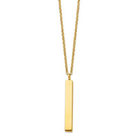 Stainless Steel Polished Yellow IP Vertical Bar 15in w/3in ext. Necklace