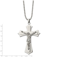 Chisel Stainless Steel Polished Large Crucifix Pendant on a 22 inch Ball Chain Necklace