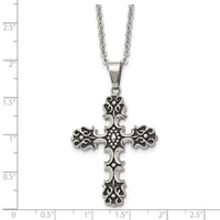 Chisel Stainless Steel Antiqued Polished and Textured Cross Pendant on a 22 inch Cable Chain Necklace