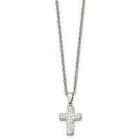 Chisel Stainless Steel Polished Crystal Cross Pendant on a 22 inch Cable Chain Necklace