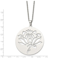 Stainless Steel Polished Flower Cut-out 22in Necklace