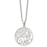 Stainless Steel Polished Fancy Swirl 22in Necklace