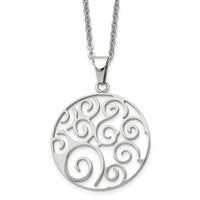 Stainless Steel Polished Fancy Swirl 22in Necklace
