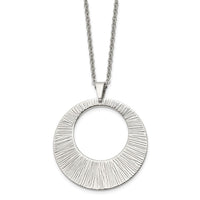 Stainless Steel Polished and Textured Circle 24in Necklace