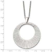 Stainless Steel Polished and Textured Circle 24in Necklace