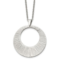 Stainless Steel Polished and Textured Circle 24in Necklace
