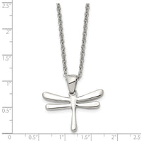 Stainless Steel Polished Dragonfly 20in Necklace