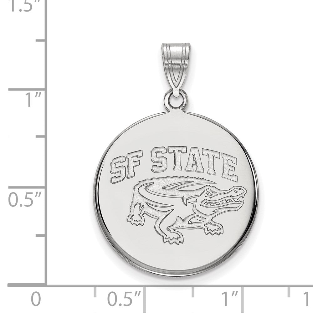Sterling Silver Rhodium-plated LogoArt San Francisco State University Large Disc Pendant