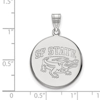 Sterling Silver Rhodium-plated LogoArt San Francisco State University Large Disc Pendant