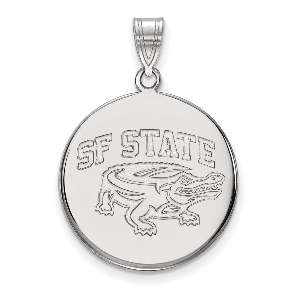 Sterling Silver Rhodium-plated LogoArt San Francisco State University Large Disc Pendant