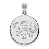 Sterling Silver Rhodium-plated LogoArt San Francisco State University Large Disc Pendant