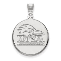 Sterling Silver Rhodium-plated LogoArt University of Texas at San Antonio Large Disc Pendant