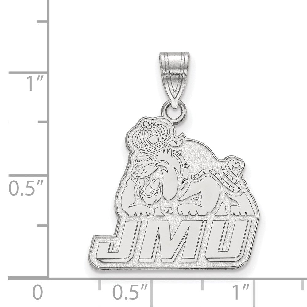 Sterling Silver Rhodium-plated LogoArt James Madison University Large Pendant