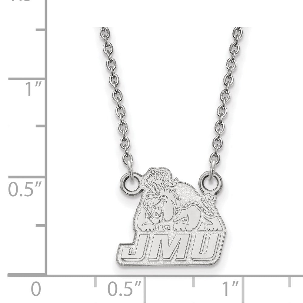 Sterling Silver Rhodium-plated LogoArt James Madison University Small Pendant 18 inch Necklace