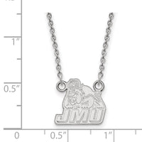 Sterling Silver Rhodium-plated LogoArt James Madison University Small Pendant 18 inch Necklace