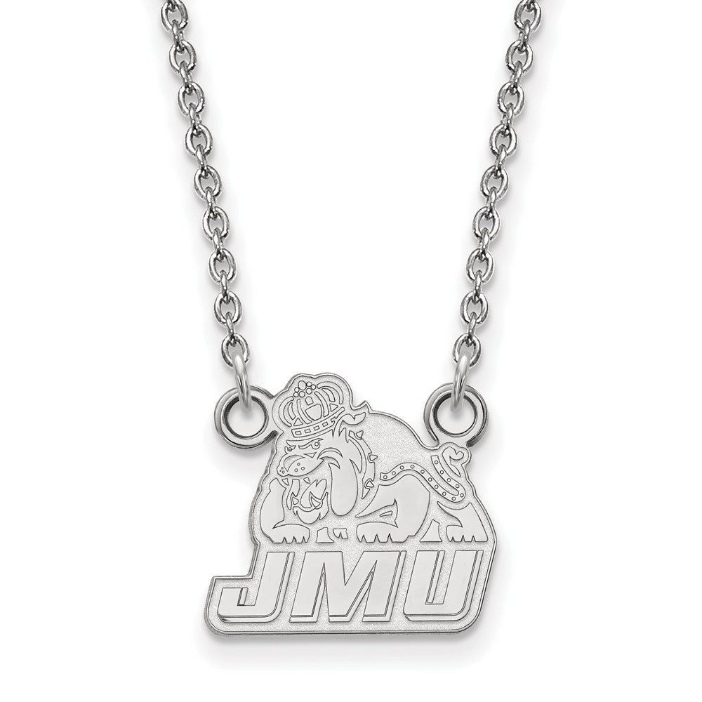 Sterling Silver Rhodium-plated LogoArt James Madison University Small Pendant 18 inch Necklace