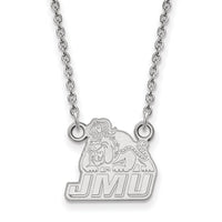 Sterling Silver Rhodium-plated LogoArt James Madison University Small Pendant 18 inch Necklace