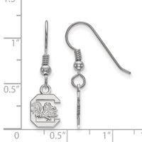 Sterling Silver Rhodium-plated LogoArt University of South Carolina Extra Small Dangle Wire Earrings
