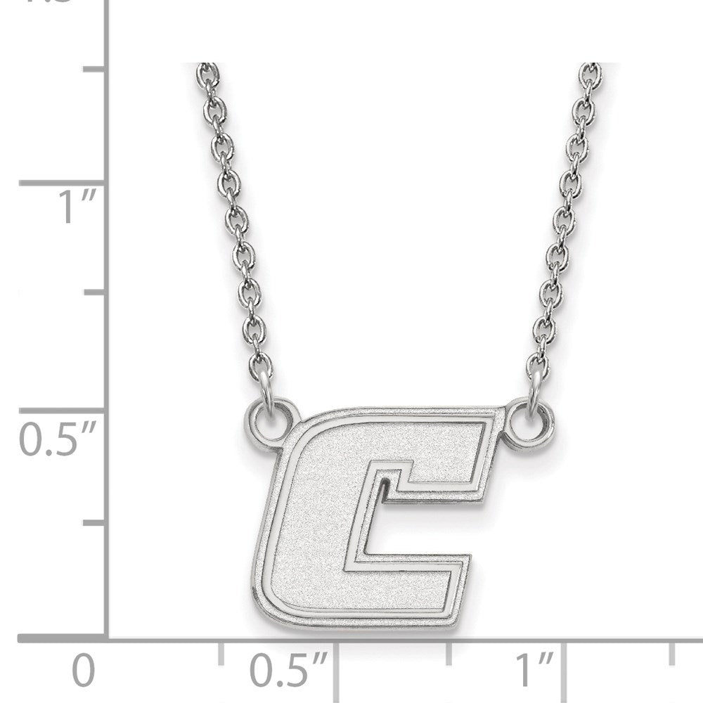 Sterling Silver Rhodium-plated LogoArt University of Tennessee at Chattanooga Letter C Small Pendant 18 inch Necklace