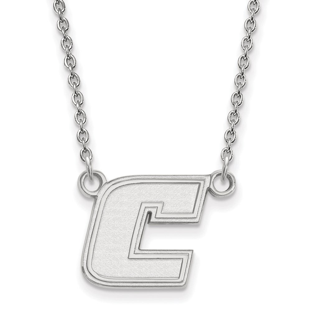 Sterling Silver Rhodium-plated LogoArt University of Tennessee at Chattanooga Letter C Small Pendant 18 inch Necklace