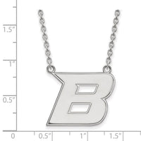 Sterling Silver Rhodium-plated LogoArt Boise State University Letter B Large Pendant 18 inch Necklace