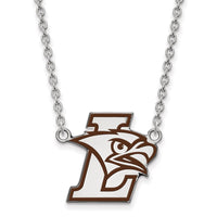 Sterling Silver Rhodium-plated LogoArt Lehigh University Large Enameled Pendant 18 inch Necklace